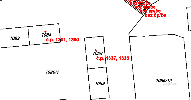 Sokolov 1336,1337 na parcele st. 1088 v KÚ Sokolov, Katastrální mapa