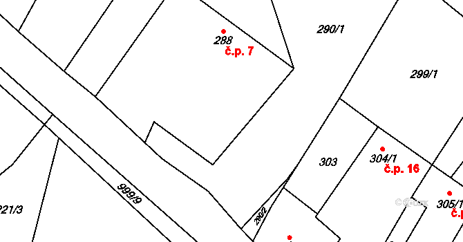 Klikov 7, Suchdol nad Lužnicí na parcele st. 288 v KÚ Klikov, Katastrální mapa