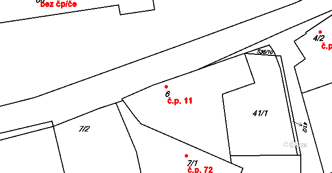 Luhy 11, Dolní Hbity na parcele st. 6 v KÚ Luhy, Katastrální mapa