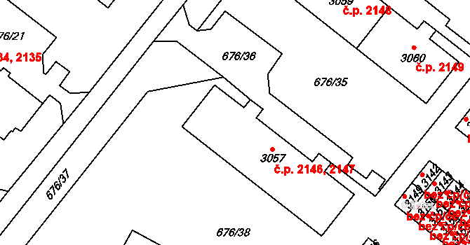 Dvůr Králové nad Labem 2146,2147 na parcele st. 3057 v KÚ Dvůr Králové nad Labem, Katastrální mapa