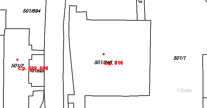 Ráj 816, Karviná na parcele st. 501/246 v KÚ Ráj, Katastrální mapa