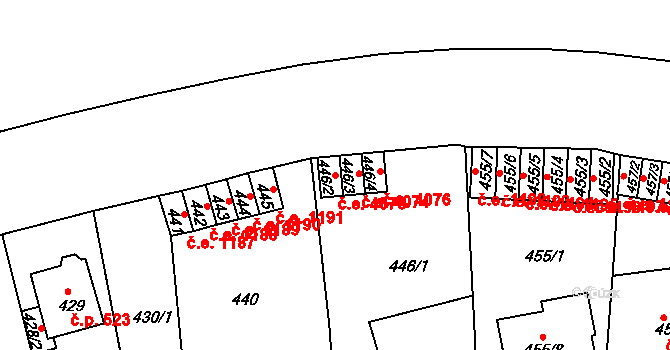 Střekov 4075, Ústí nad Labem na parcele st. 446/2 v KÚ Střekov, Katastrální mapa