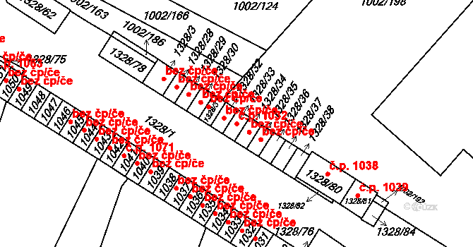 Brodek u Přerova 1032 na parcele st. 1328/33 v KÚ Brodek u Přerova, Katastrální mapa