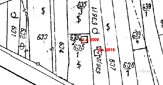 Dobšice 2009 na parcele st. 635/2 v KÚ Dobšice u Znojma, Katastrální mapa