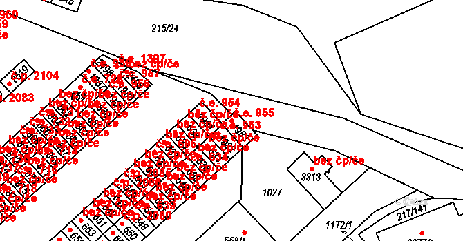 Sezimovo Ústí 955 na parcele st. 1983 v KÚ Sezimovo Ústí, Katastrální mapa