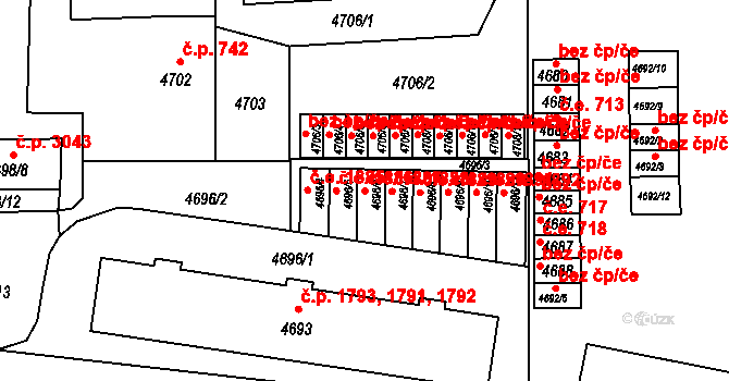 Česká Lípa 1887 na parcele st. 4696/6 v KÚ Česká Lípa, Katastrální mapa
