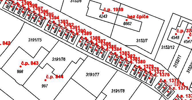 Zlín 1385 na parcele st. 4997/4 v KÚ Zlín, Katastrální mapa