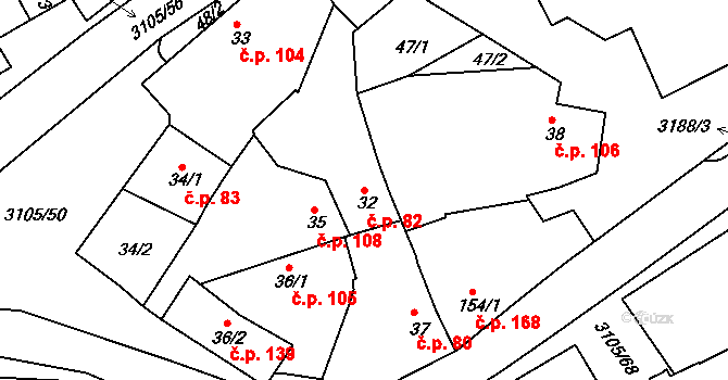 Sepekov 82 na parcele st. 32 v KÚ Sepekov, Katastrální mapa