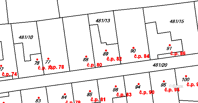 Štěpánov nad Svratkou 82 na parcele st. 89 v KÚ Štěpánov nad Svratkou, Katastrální mapa