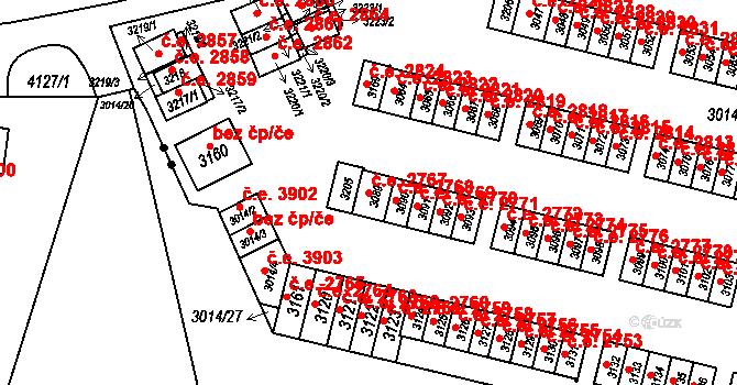 Podlesí 2767, Havířov na parcele st. 3089 v KÚ Bludovice, Katastrální mapa