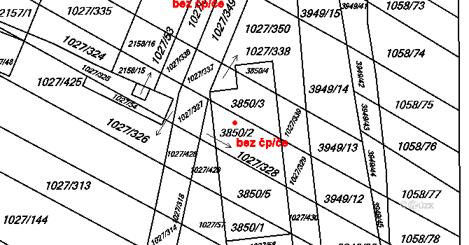 Břeclav 38825015 na parcele st. 3850/2 v KÚ Břeclav, Katastrální mapa