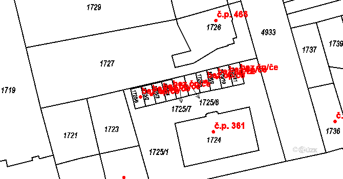 Vysoké Mýto 39444015 na parcele st. 1725/4 v KÚ Vysoké Mýto, Katastrální mapa