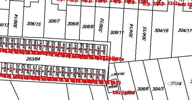 Znojmo 40670015 na parcele st. 306/51 v KÚ Znojmo-Louka, Katastrální mapa