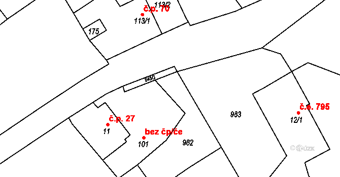 Šternberk 40849015 na parcele st. 101 v KÚ Dalov, Katastrální mapa