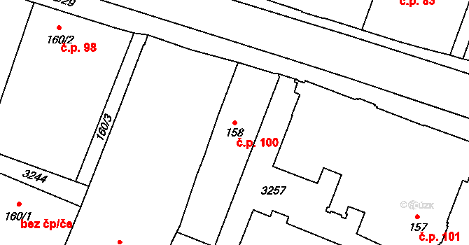 Kateřinky 100, Opava na parcele st. 158 v KÚ Kateřinky u Opavy, Katastrální mapa
