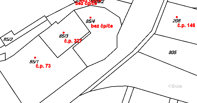 Hanušovice 44900015 na parcele st. 85/4 v KÚ Hanušovice, Katastrální mapa