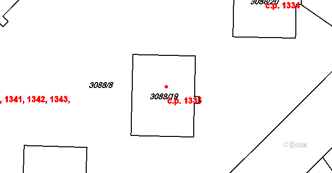 Hlučín 1335 na parcele st. 3088/19 v KÚ Hlučín, Katastrální mapa
