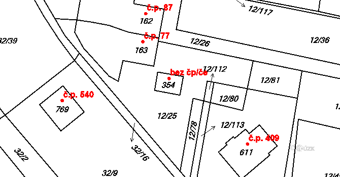 Vratimov 46618015 na parcele st. 354 v KÚ Horní Datyně, Katastrální mapa