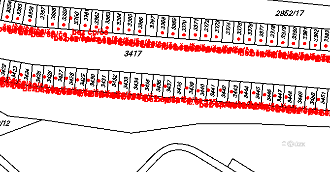 Brno 47712015 na parcele st. 3437 v KÚ Slatina, Katastrální mapa