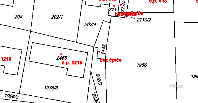 Pacov 49488015 na parcele st. 1443 v KÚ Pacov, Katastrální mapa