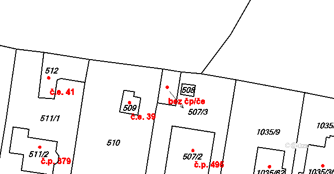 Zruč-Senec 49801015 na parcele st. 507/3 v KÚ Senec u Plzně, Katastrální mapa