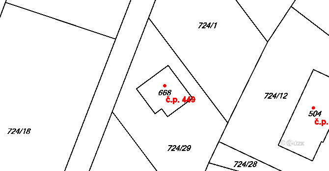 Švihov 449 na parcele st. 668 v KÚ Švihov u Klatov, Katastrální mapa