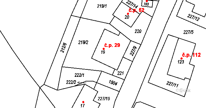 Otradov 29 na parcele st. 19 v KÚ Otradov, Katastrální mapa