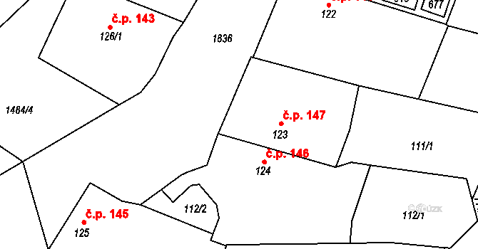 Jistebnice 147 na parcele st. 123 v KÚ Jistebnice, Katastrální mapa