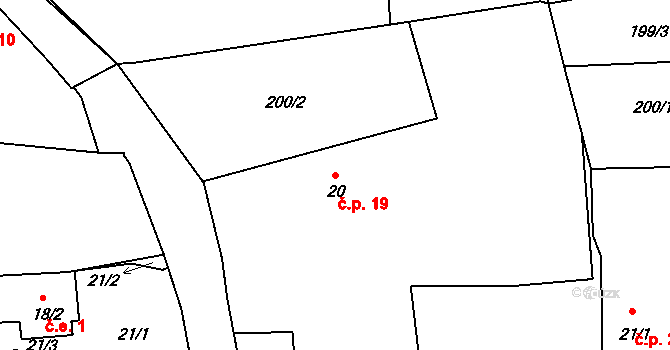 Jíno 19, Švihov na parcele st. 20 v KÚ Jíno, Katastrální mapa