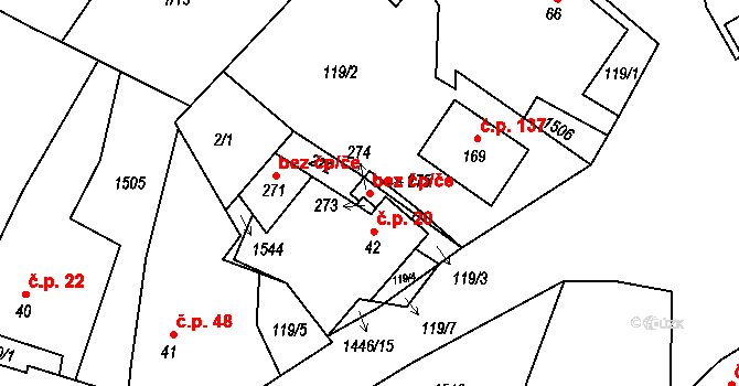 Kozlov 79592015 na parcele st. 274 v KÚ Kozlov u Jihlavy, Katastrální mapa