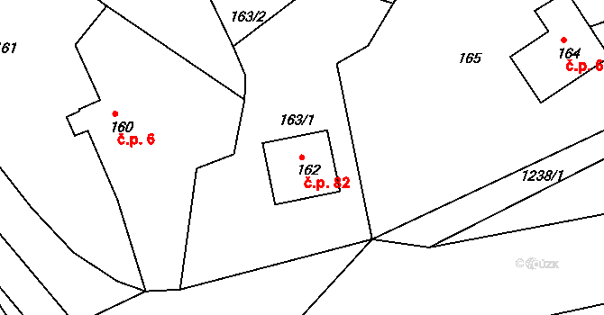 Sychotín 82, Kunštát na parcele st. 162 v KÚ Sychotín, Katastrální mapa