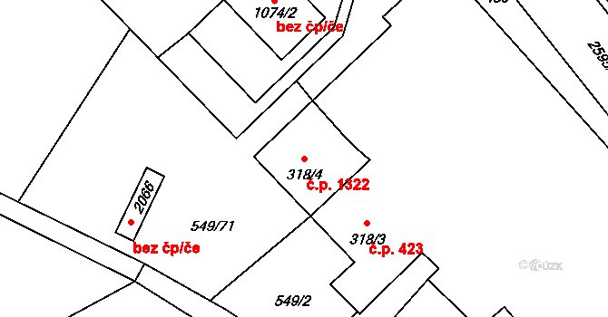 Polná 1322 na parcele st. 318/4 v KÚ Polná, Katastrální mapa