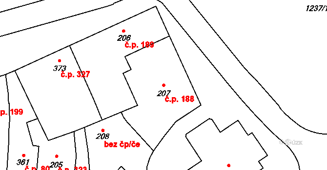 Vlachovo Březí 188 na parcele st. 207 v KÚ Vlachovo Březí, Katastrální mapa