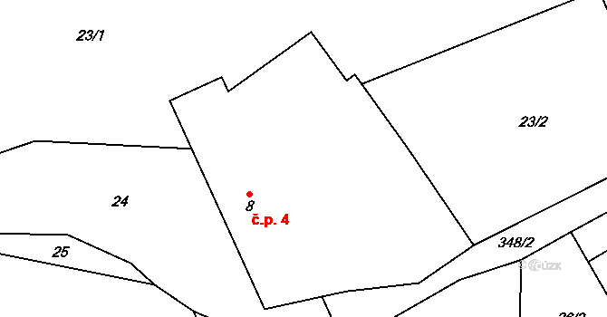 Litkovice 4, Žirovnice na parcele st. 8 v KÚ Litkovice, Katastrální mapa