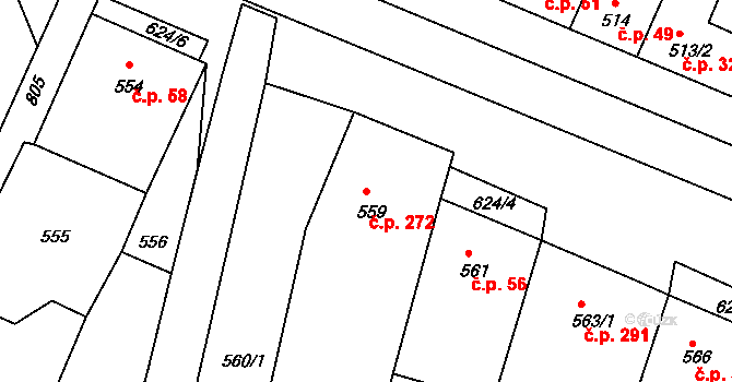 Sedlec 272 na parcele st. 559 v KÚ Sedlec u Mikulova, Katastrální mapa