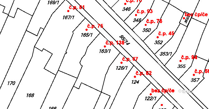 Rychlov 138, Bystřice pod Hostýnem na parcele st. 163/1 v KÚ Rychlov u Bystřice pod Hostýnem, Katastrální mapa