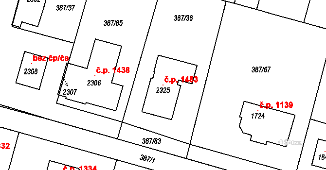 Starý Plzenec 1453 na parcele st. 2325 v KÚ Starý Plzenec, Katastrální mapa