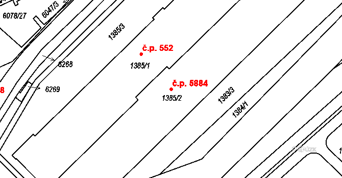 Jihlava 5884 na parcele st. 1385/2 v KÚ Jihlava, Katastrální mapa