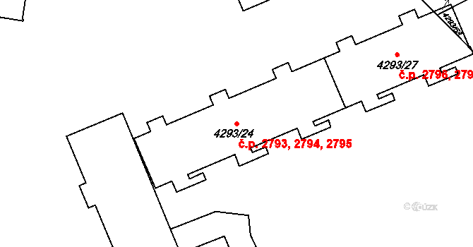 Přerov I-Město 2793,2794,2795, Přerov na parcele st. 4293/24 v KÚ Přerov, Katastrální mapa