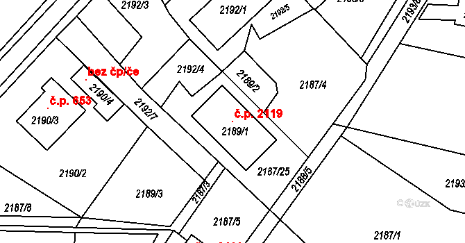 Hranice 2119, Karviná na parcele st. 2189/1 v KÚ Karviná-město, Katastrální mapa