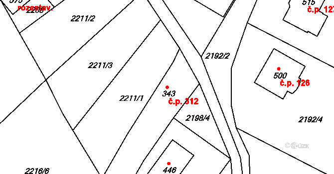 Libá 312 na parcele st. 343 v KÚ Libá, Katastrální mapa