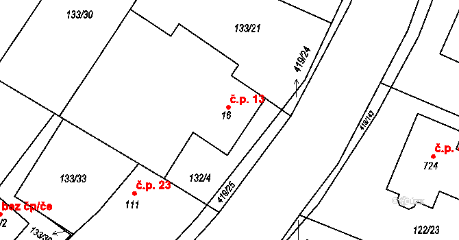 Horní Datyně 13, Vratimov na parcele st. 16 v KÚ Horní Datyně, Katastrální mapa