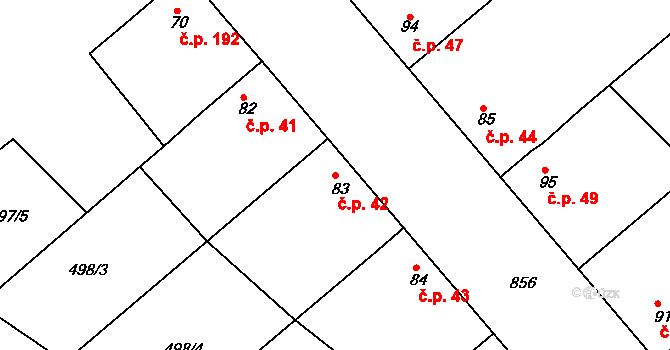 Sedlčánky 42, Čelákovice na parcele st. 83/1 v KÚ Sedlčánky, Katastrální mapa