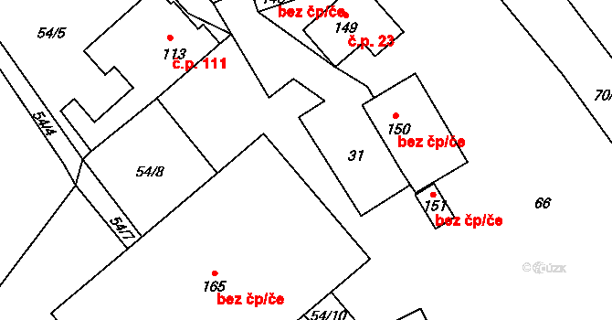 Cerhýnky 23, Cerhenice na parcele st. 149 v KÚ Cerhýnky, Katastrální mapa