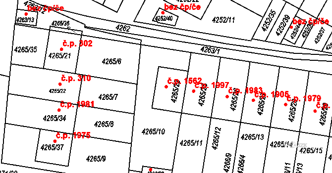 Boskovice 1562 na parcele st. 4265/23 v KÚ Boskovice, Katastrální mapa