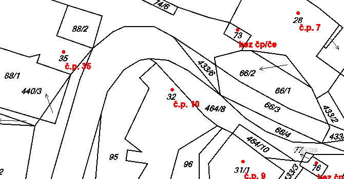 Křešov 10, Snědovice na parcele st. 32 v KÚ Křešov, Katastrální mapa