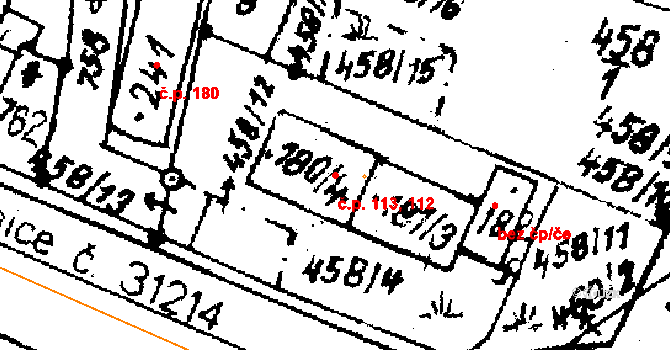 Dlouhoňovice 112,113 na parcele st. 180/4 v KÚ Dlouhoňovice, Katastrální mapa