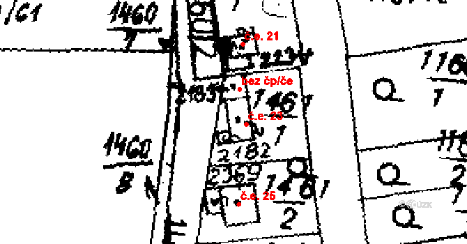 Byšičky 23, Lysá nad Labem na parcele st. 2182 v KÚ Lysá nad Labem, Katastrální mapa