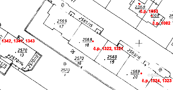 Poděbrady III 1321,1322, Poděbrady na parcele st. 2569/18 v KÚ Poděbrady, Katastrální mapa