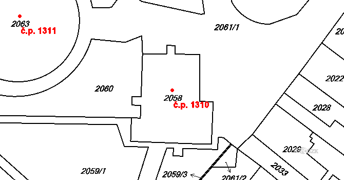 Duchcov 1310 na parcele st. 2058 v KÚ Duchcov, Katastrální mapa